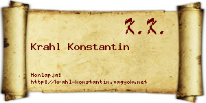 Krahl Konstantin névjegykártya